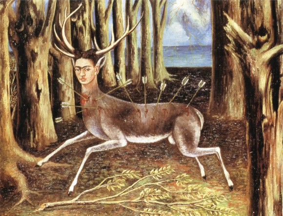 Frida Kahlo - "O cervo machucado" (1946) | A obra de Frida Kahlo é de uma estranheza sem tamanho. Grande parte de seus quadros é tem algo de torto, brutal e desproporcional. Mesmo assim, acho lindo.